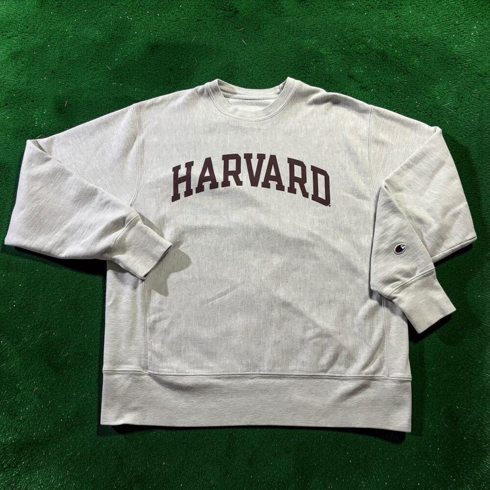Vtg 90s Champion Reverse Weave Harvard University Sweatshirt Crewneck Gray XL
